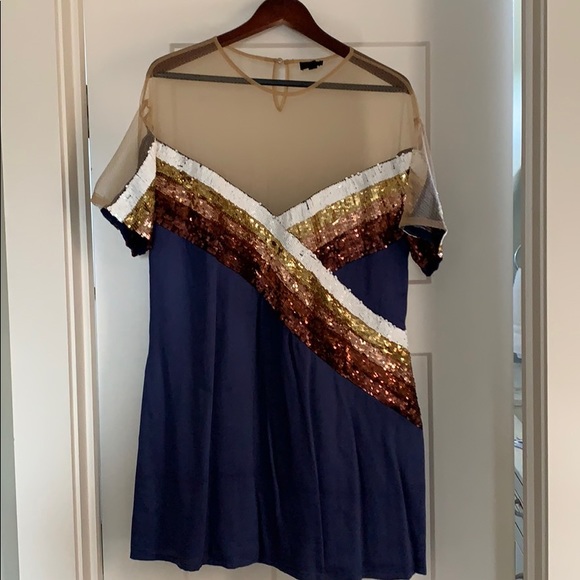 NBD Revolve Mireya Sequin Mesh Dress Medium - Picture 3 of 4